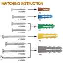 370pcs Drywall Anchors and Screws Assortment Kit, 5 Sizes Wall Anchors and Flat Head Screws, Picture Hanging Set for Wall Art New Home Decor