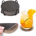 Drink Coasters, 12 Pcs with Holder, Dual Sided Non-Slip Washable Faux Leather Cup Coasters (Gray Beige)