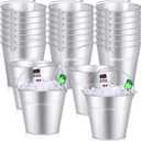 Didaey 24 Pcs Metal Beer Bucket Bulk Ice Bucket Ice Pails with Handle Champagne Soda Party Beverage Chiller for Summer Picnic Pool Wedding Party Supplies Wine Champagne Bar (7.1 x 6.5 x 5.1",Silver)
