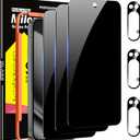 Milomdoi 3 Pack Privacy Screen Protector for Google Pixel 10 Pro Tempered Glass with 3 Pack Camera Lens Protector, Ultra 9H Accessories [Support Fingerprint Unlock] Case Friendly, Black