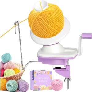 Uotey Yarn Ball Winder Hand Operated, Yarn Cake Wool Winder, Purple Yarn Ball Winder for Crocheting and Knitting, Wool Winder Holder Knitting Yarn Winder, The Helper for Knitting Enthusiast