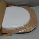 Mayfair Padded Toilet Seat with Chrome Hinges, Soft Vinyl over Wood Core Seat, Made in USA, Round, White (Elongated)