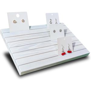 Wooden Portable Earring Display Stand Greeting card Business Card display Stand Earring card holder display stand for vendors Earring Cardboard for Selling Vintage White