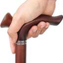 Wooden Walking Cane, Beech Wood Handmade Ergonomic Cane with Non-Slip Rubber Tip for Men & Women, Supports up to 350 lbs, 36"