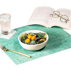 modern-twist 14 x 16 Silicone Placemat, BPA, PVC-Free Table Mat, Dishwasher Safe, Linen Print in Pine, Pack of 1