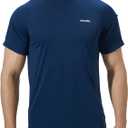 Men's Rash Guard Swim Shirts Short Sleeve UV Sun Protection Quick Dry UPF 50+ SPF Fishing Beach Water Shirt (3X-Large, Navy Blue)