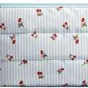 BAGSMART Small Makeup Bag, Puffy Portable Cosmetic Pouch with Charm Zipper, Water-Resistant Travel Organizer for Women (Ditsy Cherry Print, Small)