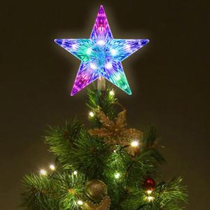 Christmas Tree Topper,Brogrous, 9.5inch 24 Modes Color Changing,10 LED Christmas Star Tree Topper Lighted with Versatile Remote Controller, USB Powered Tree-top Star for Xmas Tree Decoration