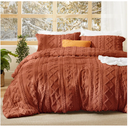 Bedsure Tufted Boho Comforter Set Full Size - Terracotta Boho Bed Set, GentleSoft™ 3 Pieces Farmhouse-Style Embroidery Bedding, Gifts for Woman, Soft Jacquard Full Comforter for All Seasons