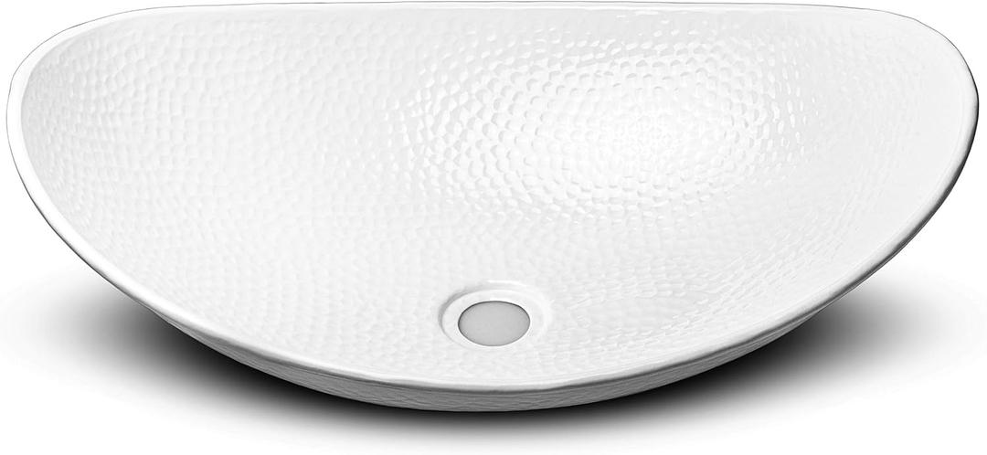Monarch Abode 19086 Hand Hammered Classic White Harbor Vessel Bathroom Sink (19 inches)