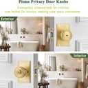 parro Gold Door Knobs Interior,Privacy Door Knob with Lock,Pismo Doorknob with Rectangle Rosette for Bath & Bedroom