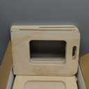 4-in-1 Toddler Kitchen Step Stool, Foldable Learning Standing Tower with Whiteboard, Wooden Kitchen Stool Helper for Kids, 1-3 Year Old Boy Girl Gifts (Natural Wood Color)