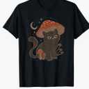Cute Cottagcore Cat Mushroom Hat Vintage Grunge Aesthetic T-Shirt, S