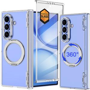 Meshine for Galaxy Z Fold 7 Case Magnetic,[Compatible with MagSafe][Hinge Protection][Built-in Screen Protector],Shockproof Women Girls Hard Case for Samsung Galaxy Z Fold 7(2025),Light Clear