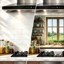 Oversized Kitchen Wall Sticker 35.4x23.6in, Peel & Stick Decor, Waterproof Oil-Proof, Wipeable, for Backsplash Counter Area Cabinets Pantry Wall (Sunny Kitchen Window (Green View), 35.4“ x 23.6”)