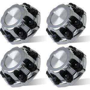 (Set of 4) Chrome Wheel Center Caps 8 Lugs Compatible with Select 16 Inch Van & Truck - Replacement 15039489, 15039488, 9597169, 9597170