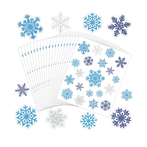400 Pieces Winter Snowflakes Stickers Bulk Glitter Blue Silver Snowflake Small Stickers for Winter Christmas Holiday Party Favor Gift Wrap Cards
