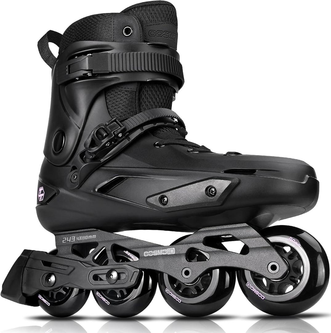 Professional Inline Skates for Women Men, COSMOID Roller Blades Adult Male Female, Size 5-12，Professional Fitness Roller Skates Blades for Unisex (Black, USM12-13/ USL12.5-13.5)