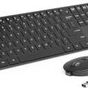 Wireless Keyboard and Mouse Combo - 2.4GHz Wireless Connection - Ultra Slim - Silent Mouse, Compact Full Size Keyboard and Mouse Set- Adjustable 1600 DPI (Black)