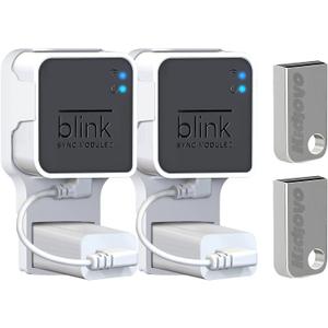 256GB USB Flash Drive & Outlet Wall Mount for Blink Sync Module 2 with Short Cable - Save Space - No Messy Wires - Easy Move Mount Bracket Holder for Blink Outdoor Indoor Security Camera (2 Pack)