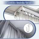 Silent Double Curtain Track Ceiling Mount White Track Curtain Rail Set Heavy Duty Room Divider with Hooks Bedroom Living Room Study Ceiling Curtain Track (15ft)