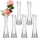 Lallisa 6 Pcs Glass Bud Vases for Centerpieces Maria Modern Clear Small Skinny Decorative Single Flower Bud Vase for Wedding Party Event Home Office Decoration(7.87 Inch,Transparent Color)