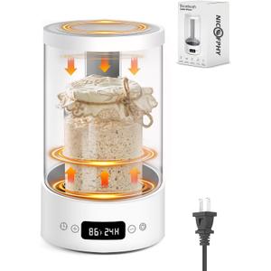 Sourdough Starter Warmer Home Incubator - Upgraded Sour Dough Warmer Box with Double Heating Plates and Warming Dome, 70-120ºF Precise 1ºF Thermostat, 24H Timer Fermentation Sourdough Heater Mat Tool
(Large)