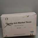 Chunky Knit Throw Blanket, 80''*90'' Knitted Throw Chenille Yarn for Bed Couch, Handmade Light Blue Crochet Big Thick Blanket, Machine Washable Cute Comfy Blanket for Home Decor