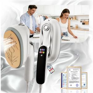 Travel Steamer for Clothes 2026 Upgrade #1! 1300W Power 160mL Tank & 10s Heat-Up, 110-240V, 180 Rotating Handle, 6 Modes Ultra-Slim LCD Display Perfect for Home & World Travel.