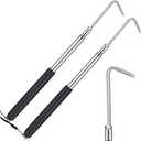 Datanly 2 Pcs 11.42 to 42.72 RV Awning Rod Opener Easy Reach Telescopic Puller RV Awning Part Retractable Hook Stainless Steel Pulling Rod Retracted Pull Cane for Camper Canopy Tool