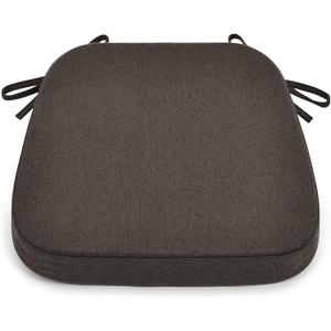 Shinnwa Seat Cushion for Dining Chairs, Patented Design Memory Foam Dining Chair Pad with Ties and Washable Cover, 17" x 16" x 2", Dark Brown