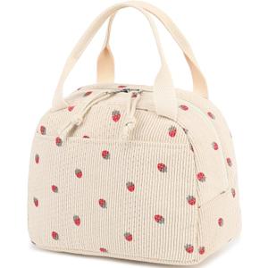 Bluboon Lunch Bag for Women Men Cute Corduroy Lunch Tote Bags Reusable Insulated Lunch Box Large Capacity Reusable Insulated Cooler for Work Picnic or Travel