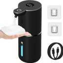 OHIFAST Automatic Foaming Soap Dispenser Touchless, USB Rechargeable Smart Hand Soap Dispenser, 6-Level Adjustable, 12.8oz/380mL, Compatible with Thick Thin Dish Soap for Bathroom Kitchen-Black