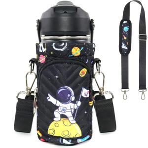 Water Bottle Carrier Bag for Kids, Insulated Holder With Adjustable Strap for 10/12/14/16/18oz Bottles, Sleeve for Boys Girls School Travel Sports