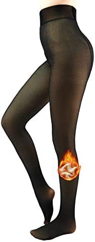 X-CHENG Fleece Lined Tights Sheer Women - Fake Translucent Warm Pantyhose Leggings Sheer Thick Tights for Winter.M