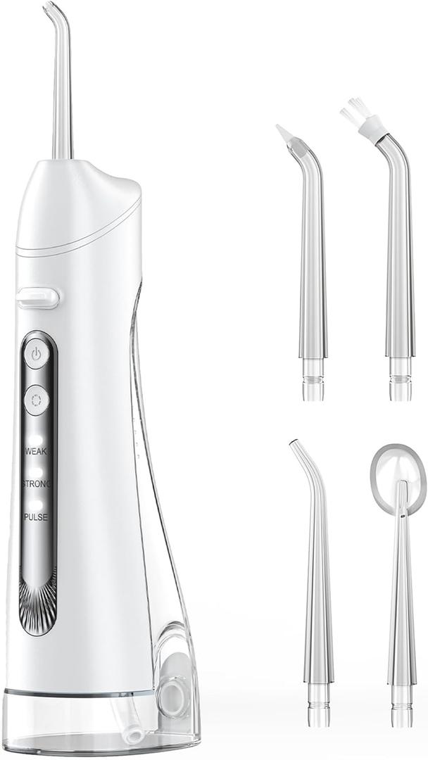 Water Flosser, Water Dental Flosser Pick for Teeth, IPX7 Waterproof Oral Irrigator, 3 Modes 4 Replaceable Jet Tips, Professional Flossing Cleaning Picks for Home Travel Gums, Braces Care, Black