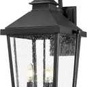 zeyu 27 Inch Outdoor Wall Lamp, 3-Light Large Outdoor Wall Lighting for House Porch, Die-Cast Aluminum in Black Finish, Seeded Glass, ZW105B-L BK