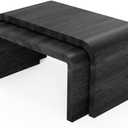Stead Curved Nesting Coffee Table Set of 2, Modern Wood Nesting Tables for Living Room, Space Saving Stackable Coffee Tables, Fully Assembled