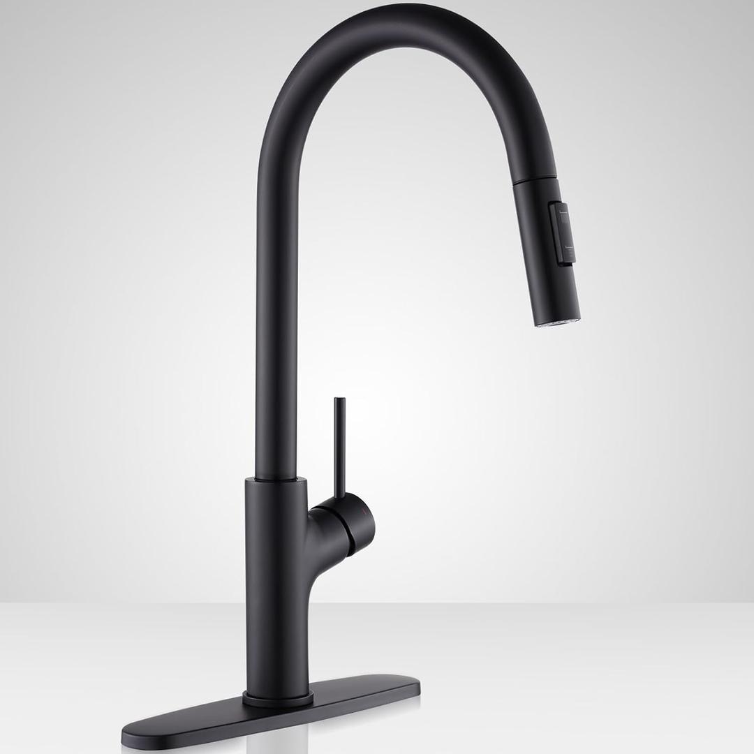 Achelous Black Kitchen Faucet with Pull Down Magnetic Docking Sprayer,Stainless Steel Pull Out RV Kitchen Sink Faucets,Single Handle Deck Mount,Grifos De Cocina (Black)