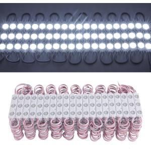 BEAMNOVA White 100Ft Extremely Bright Commercial Storefront Light for Business 200pcs 3-LED Modules 12v Adhesive Waterproof Strip Lights, 40-45lm Per LED, Modules Only, Power Supply NOT Included