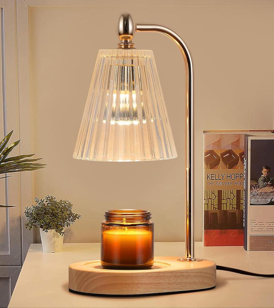 Candle Warmer Lamp,Electric Wax Melter Lamp for Jar Candle with Timer & Dimmer,Gifts for Mom,Wife and Girlfriend,Home Decor, 2 Bulbs Included, Clear