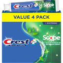 Crest Whitening Plus Scope, Complete Active Fresh + Whitening Toothpaste, 5.5oz, Toothpaste Sensitive Teeth, Pack of 4