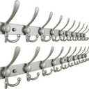 Dseap MaxStrong 2.0 Coat Rack Wall - 37 Long 10 Tri Hooks - Ultra Heavy-Duty Stainless Steel Wall Mount Coat Hanger, Hook Rail for Clothes Hats Jacket Towels Grey, Pack of 2 (Gray)