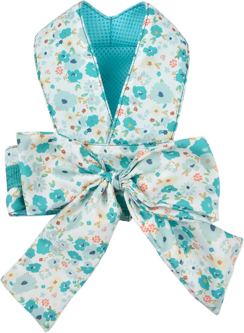 Pinkaholic New York Amabel Dog Harness Flower Pattern Fashionable Cute Spring Summer Harness for Small Dogs, Aqua, Small