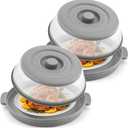 2 Pack Microwave Splatter Cover for Food with Anti-scald Base Plate,Large Plastic & Silicone Vented Avoid Scalding Collapsible Guard Lid,Kitchen Essential Gadgets for Meal Prep-10.7 Inch (2 Pcs Gray)