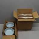 Famiware Milkyway Plates and Bowls Sets, 12 Pieces Dinnerware Sets, Reactive Glaze Dish Set, Stoneware Dishes Set for 4, Light Blue