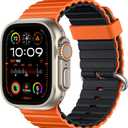 DaQin Ocean Band for Apple Watch Ultra 3/Ultra 2/Ultra 49mm 46mm 45mm 44mm 42mm Men, Soft Silicone Breathable Waterproof Sport Wristband Strap for iWatch Series 11 10 9 8 7 6 5 4 SE 3 2 1 (Orange/Black)