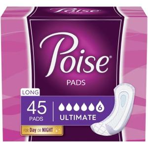 Poise Pads Ultimate Absorbency Long, Pk/45 (Large (Pack of 45))