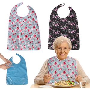 Adult bibs for seniors, 2-Pack Waterproof Reusable Extra Large 35"x22", Dignity Bib for Elderly Assisted Living