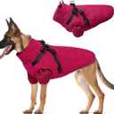 Lelepet Dog Coat 3 in 1 Waterproof Dog Winter Jacket with Harness Built in Windproof Snow Jakcet with Detachable Fleece Sweater Lining Reflective Thermal Cold Weather Coats for Small Medium Large Dogs (Rose Red) L